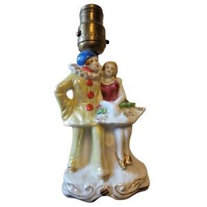 Estate Vtg Boudoir lamp Stand Clown Ballerina Porcelain Japan 8.5" Needs Repair